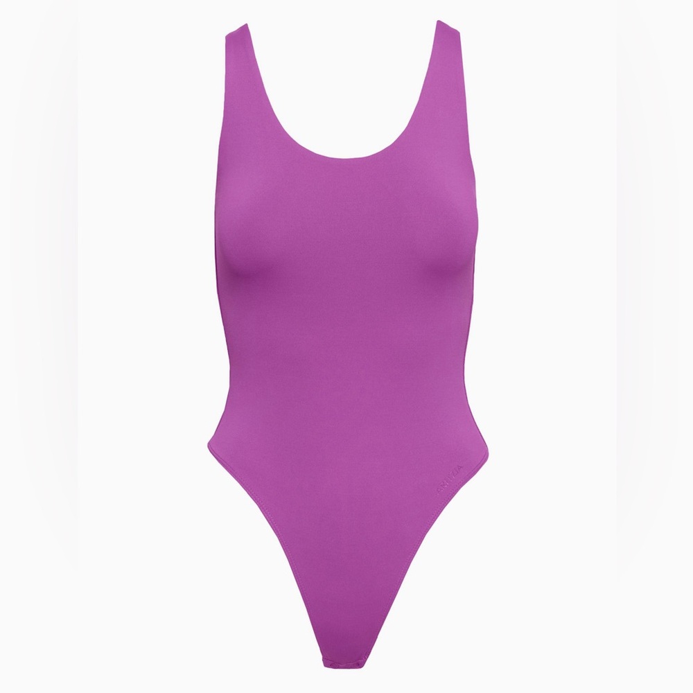 Aritzia Purple Contour Scoopneck Bodysuit